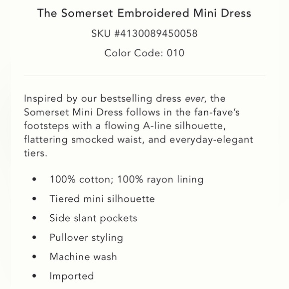 Anthropologie x The Somerset Embroidered Mini Dress Size Medium NWT - Picture 5 of 14